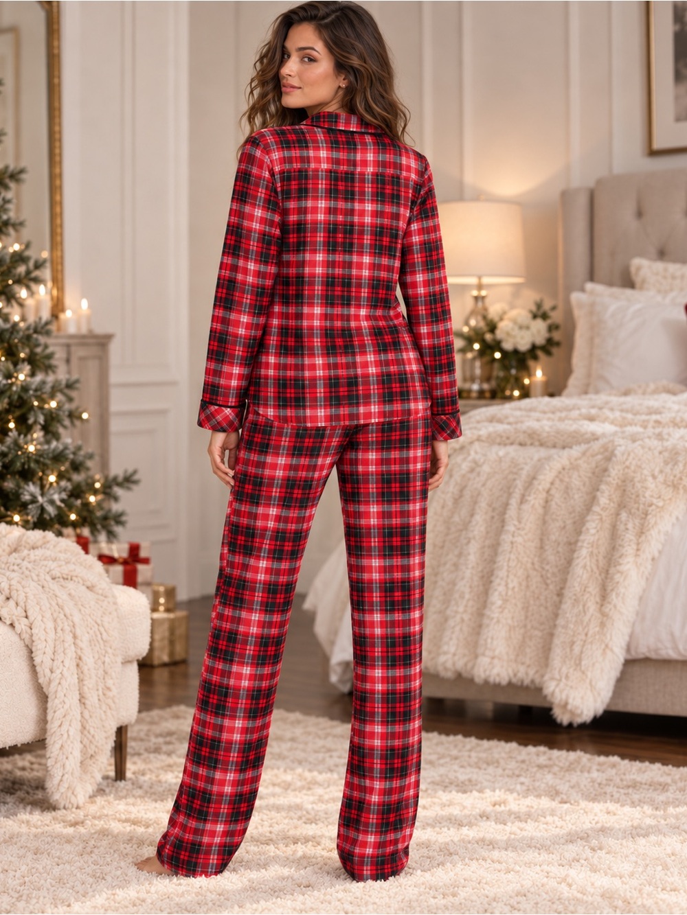 Victoria’s Secret Red Plaid Flannel Pajama Set – XXL – Button Up & Pants NWT - Picture 4 of 7